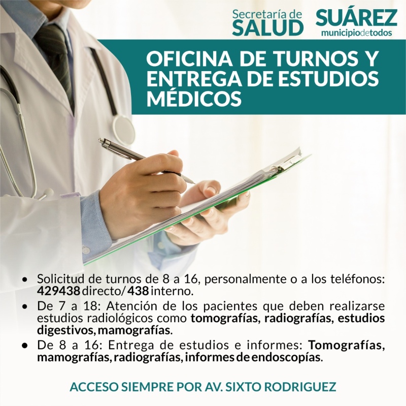 Salud: Oficina de Turnos y Entrega de estudios médicos