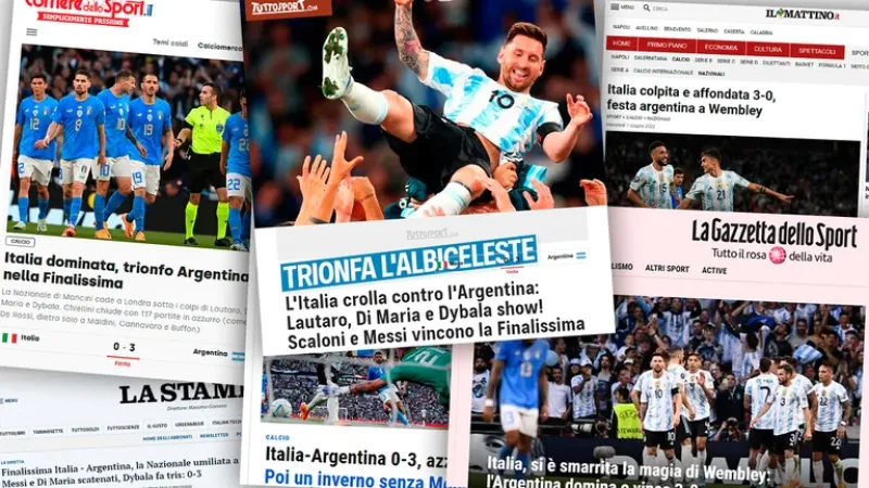 “Humillada” y “Se acabó la historia”: duras críticas de la prensa italiana tras derrota ante Argentina en La Finalissima