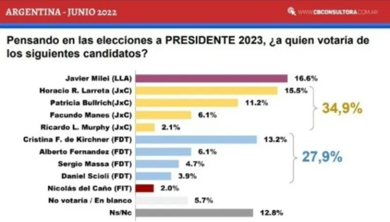 La encuesta que ilusiona a Juntos por el Cambio y a Javier Milei pensando en 2023