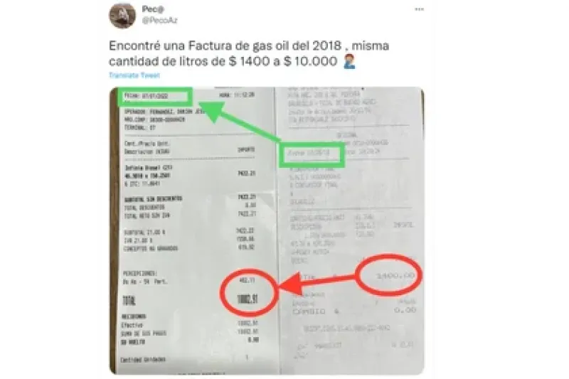 Un hombre encontró un ticket de lo que pagó por el gasoil en 2018 y se volvió viral: “Me impactó el cambio en tan pocos años”