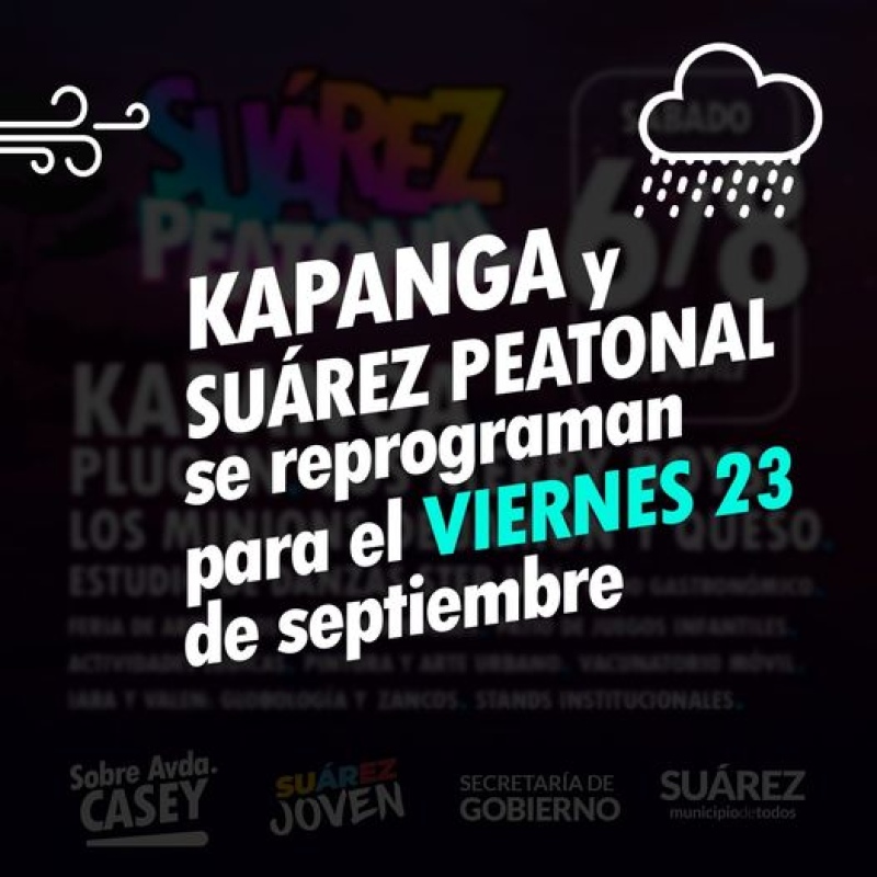 A desarmar el escenario: KAPANGA y “Suárez Peatonal” se reprograman para el viernes 23 de septiembre