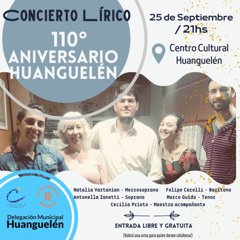 Concierto lírico en el marco del 110° aniversario de Huanguelén