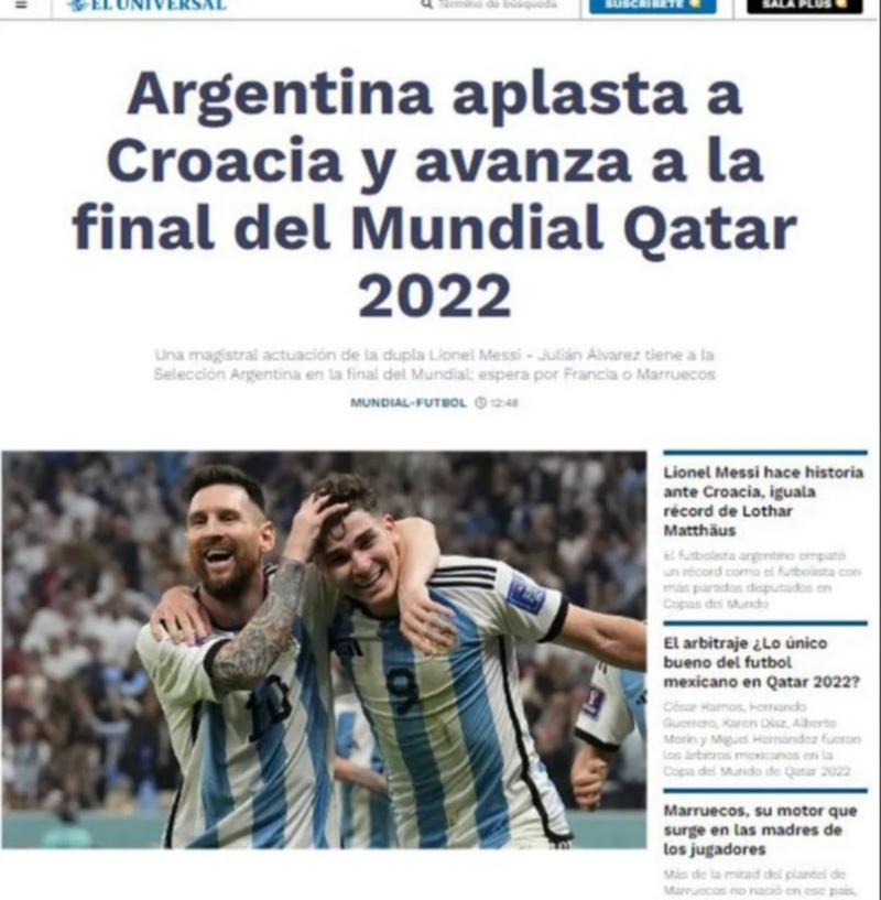 “Argentina aplasta a Croacia”: cómo lo reflejaron los medios del mundo