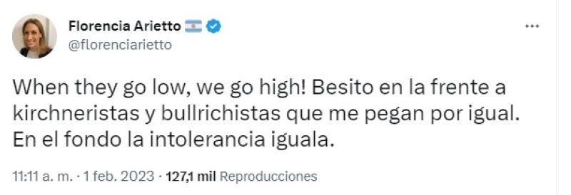 Florencia Arietto se disculpó con Patricia Bullrich por haberla cruzado por la seguridad: “Lo hice con buena fe”