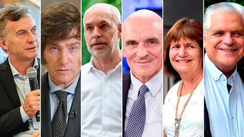 Mauricio Macri, Javier Milei, Horacio Rodríguez Larreta, José Luis Espert, Patricia Bullrich y Ricardo López Murphy