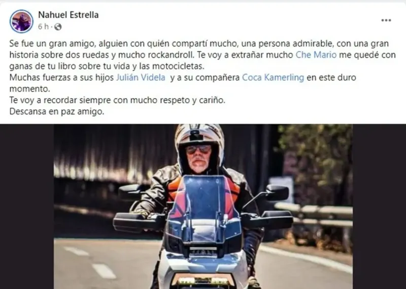 La despedida para Mario Videla, el hombre de 70 años que murió en un accidente de motos en Mendoza