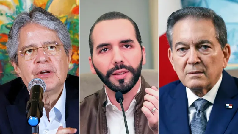  Los presidentes Guillermo Lasso de Ecuador, Nayib Bukele de El Salvador y Laurentino Cortizo, de Panamá