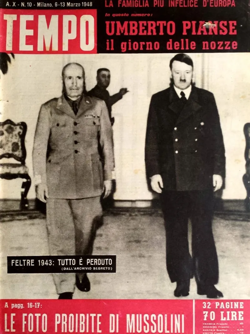  Días antes de ser derrocado, Mussolini se reunió con Hitler en la ciudad de Feltre, en el norte de Italia. Fue el último intento del Duce para pedirle a su aliado refuerzos tras el desembarco de los Aliados en Sicilia el 10 de julio de 1943. Según dicen,