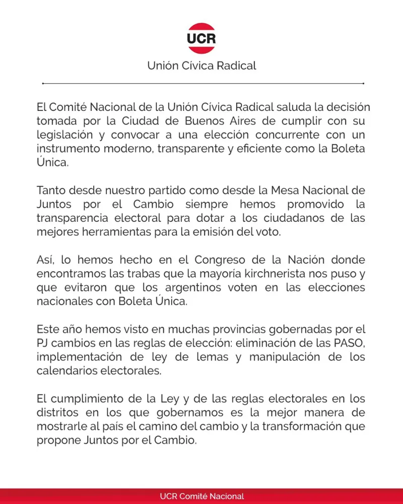 Apoyo radical a Horacio Rodríguez Larreta