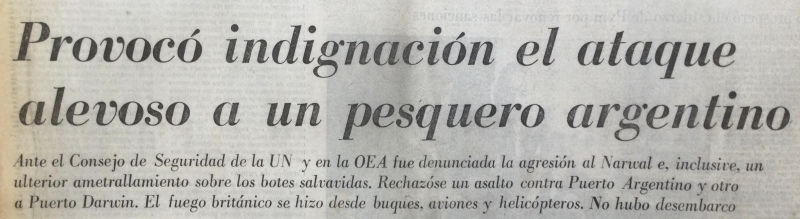  Principal titular del diario La Nación del 10 de mayo, donde informa del hundimiento del Narwal.