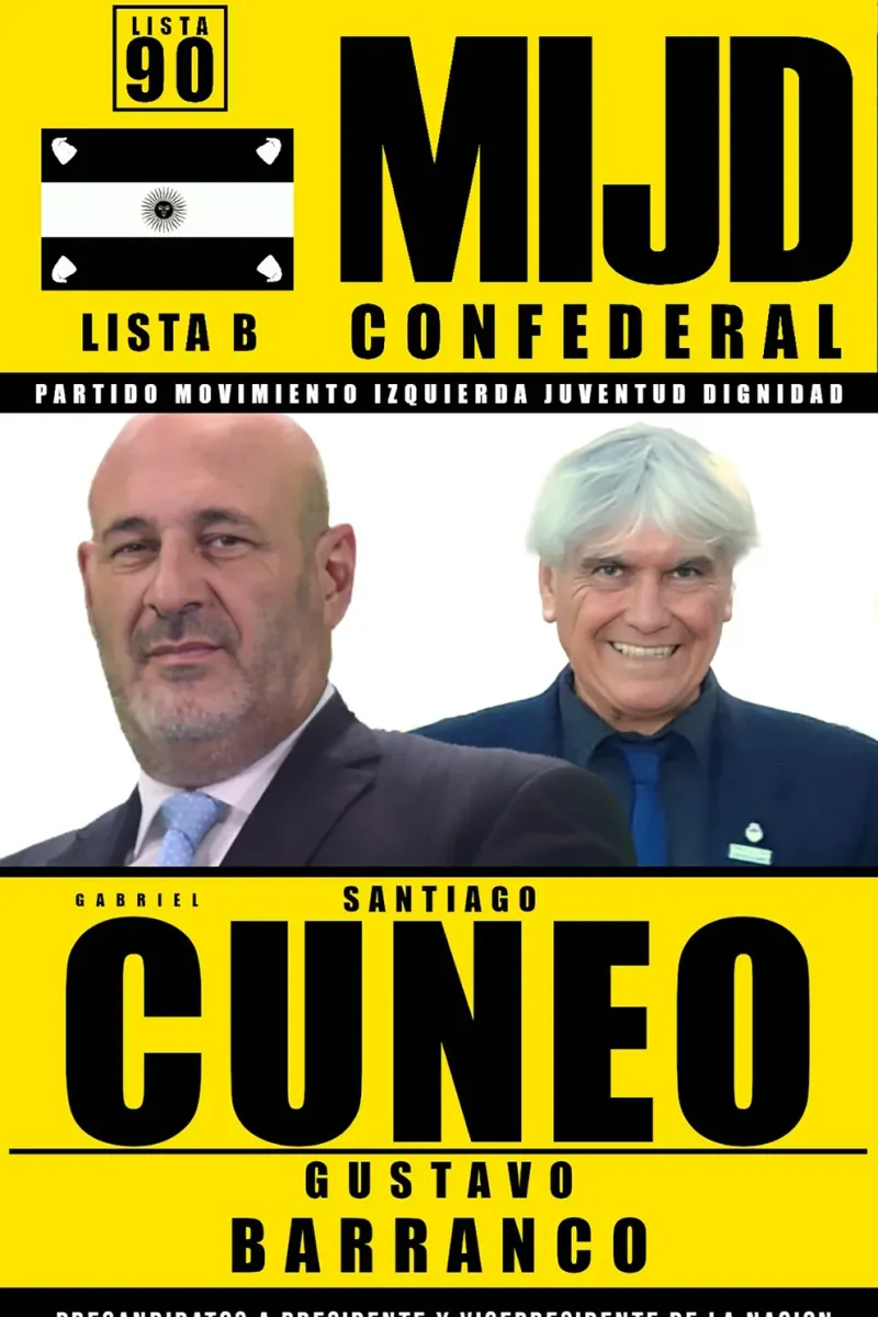  Santiago Cúneo y Gustavo Barranco, precandidatos a presidente y vicepresidente por el Movimiento Izquierda Juventud Dignidad