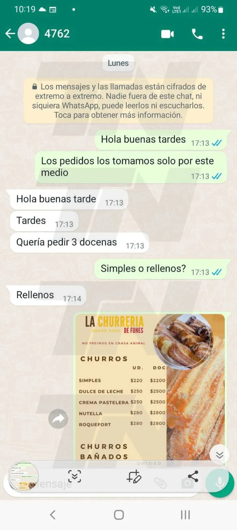 Así pidió los churros Antonela Roccuzzo vía WhatsApp: las capturas del momento épico