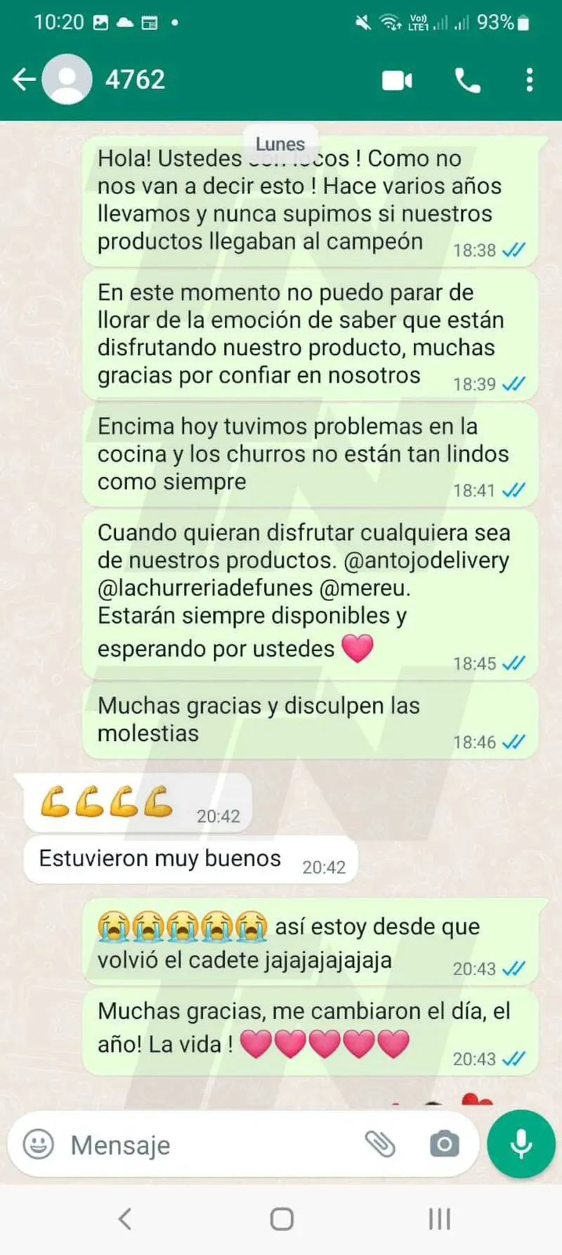 Así pidió los churros Antonela Roccuzzo vía WhatsApp: las capturas del momento épico