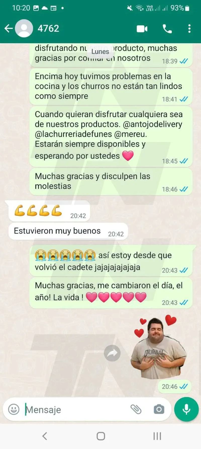 Así pidió los churros Antonela Roccuzzo vía WhatsApp: las capturas del momento épico