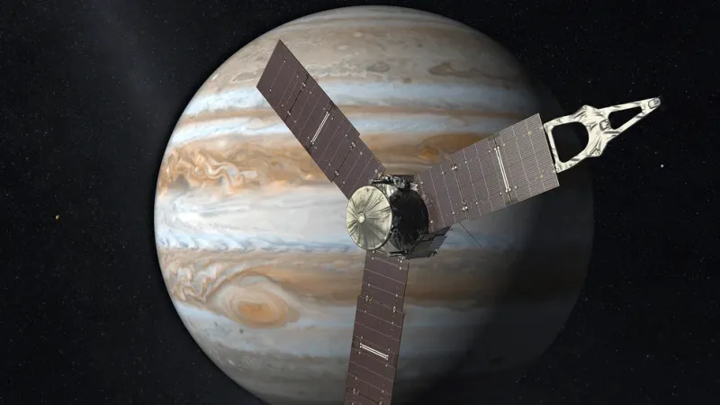  Juno registró la foto del rayo verde en diciembre de 2020 y recién ahora fue procesada y mostrada (AP)