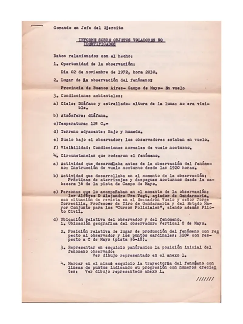  ”Informe sobre objetos voladores no identificados”. Parte de la declaración de Héctor Flores