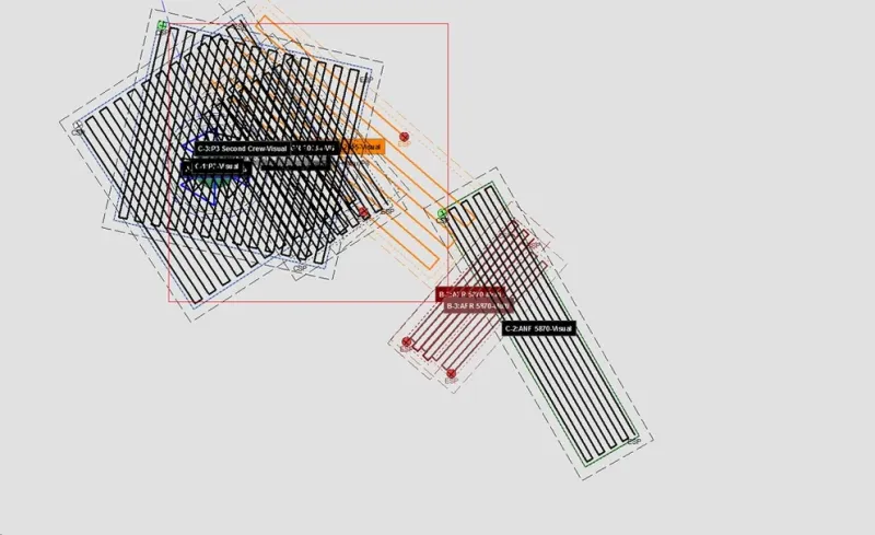  Los patrones de búsqueda de la Guardia Costera estadounidense en la zona de la desaparición del sumergible