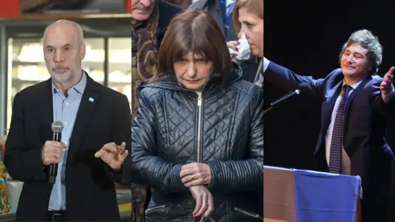 Horacio Rodríguez Larreta, Patricia Bullrich y Javier Milei. | NA