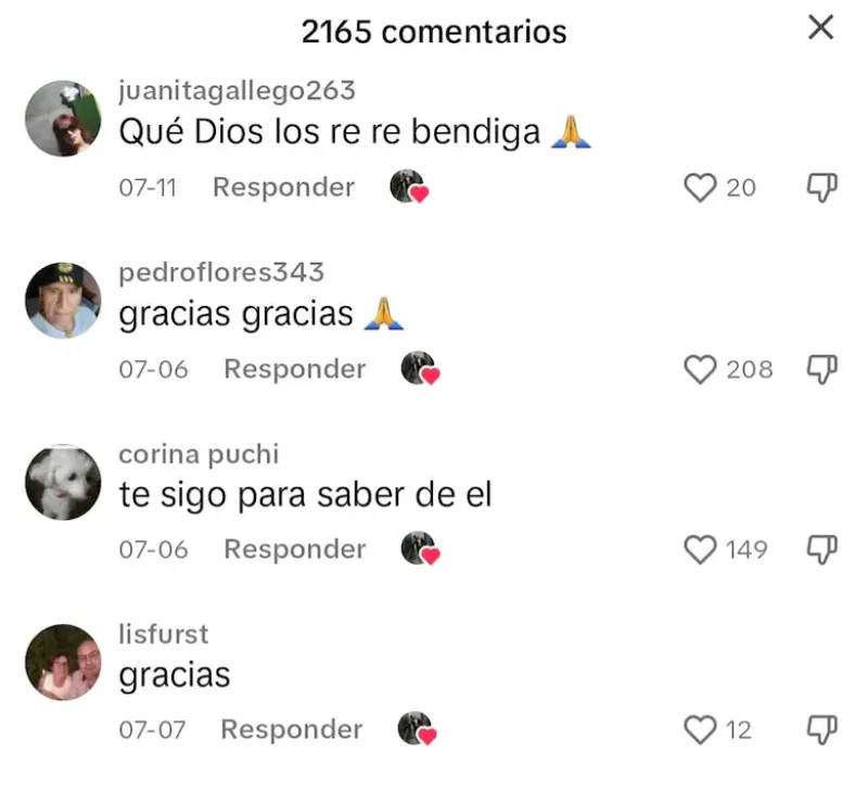 Algunas de las reacciones por parte de los usuarios en TikTokTikTok