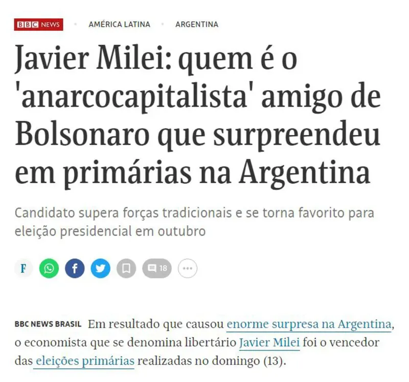 La sorpresiva reacción de los principales diarios del mundo ante el triunfo de Javier Milei en las PASO