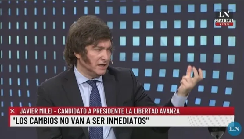  Tenso momento entre Majul y Milei. Foto captura de TV