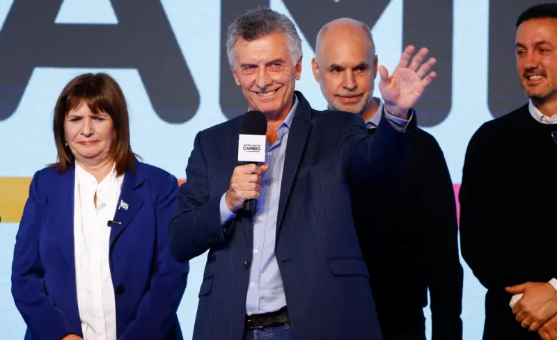 Mauricio Macri, en la noche de las PASO, con Patricia Bullrich, Horacio Rodríguez Larreta y Luis Petri 