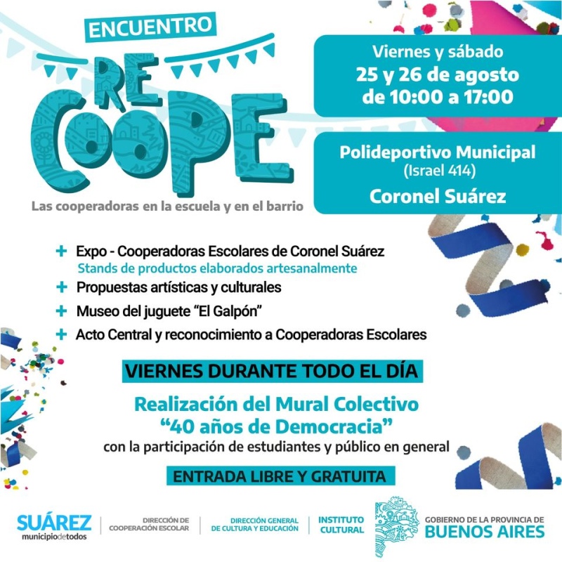 Coronel Suárez será sede del programa “Re-Coope, en tu barrio y en la escuela”