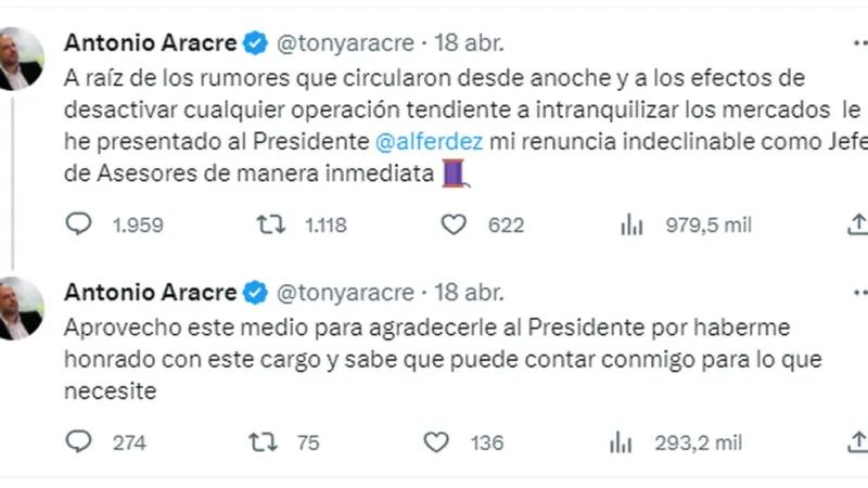  El tuit de Antonio Aracre en el que anunciaba la denuncia