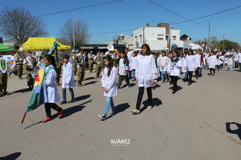 Más de 40 instituciones participaron del tradicional desfile por las calles de Huanguelén