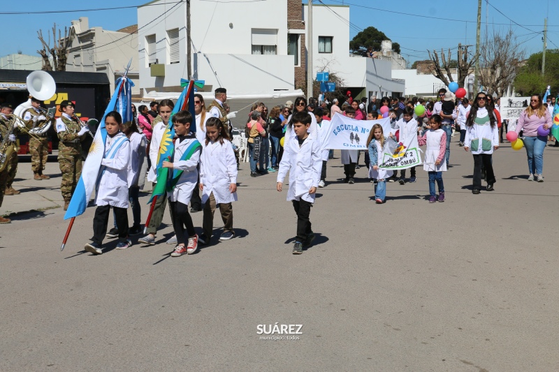 Más de 40 instituciones participaron del tradicional desfile por las calles de Huanguelén