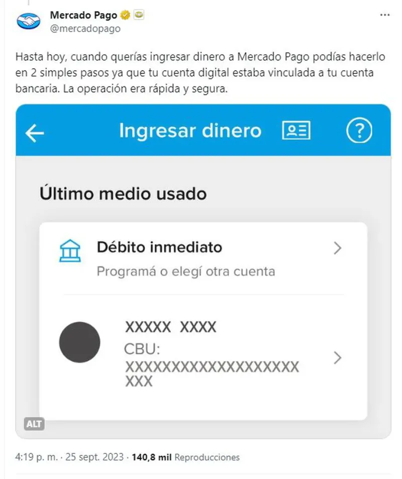 Tuit Mercado Pago (Foto: Captura de Twitter/@mercadopago).