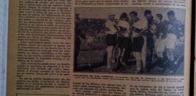   La cobertura de la revista El Gráfico del partido entre San Lorenzo 7-Gimnasia 1 de 1933.