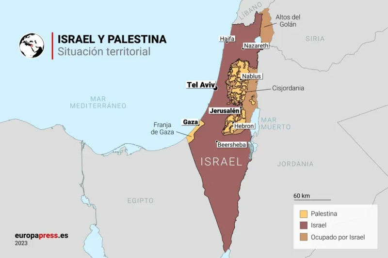  Situación territorial actual entre Israel y Palestina (Europa Press)