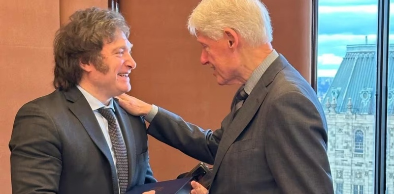 Javier Milei se reunió el lunes con Bill Clinton en Nueva York