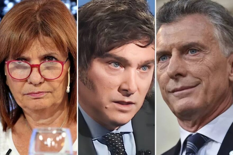 Patricia Bullrich, Javier Milei y Mauricio Macri