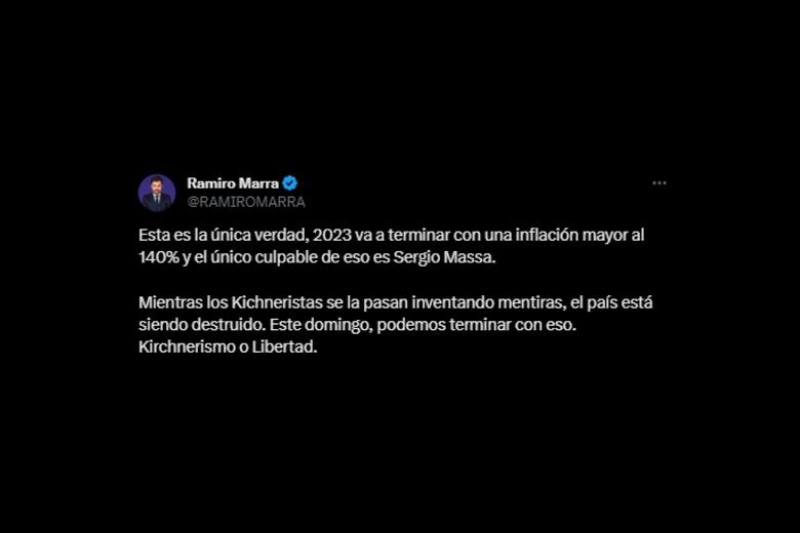 Ramiro Marra, excandidato a jefe de Gobierno porteño por La Libertad Avanza, responsabilizó a Massa por la inflación de octubre