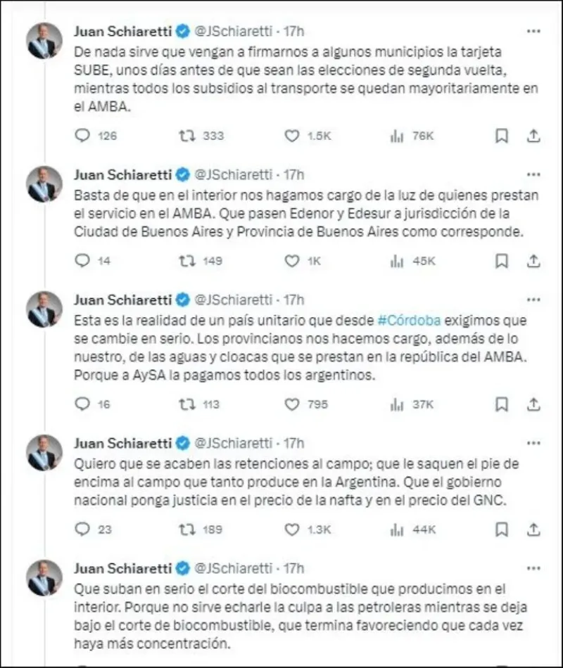 Schiaretti cuestionó duramente a Sergio Massa tras su visita a Córdoba