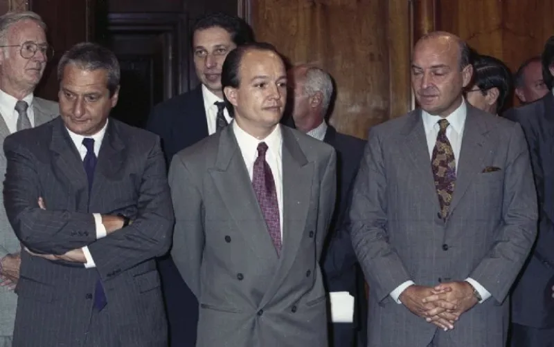  Joaquín Cottani junto a Domingo Cavallo cuando era funcionario del Palacio de Hacienda. Foto: Télam