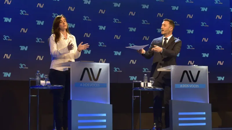  Una de las escenas del debate donde Victoria Villarruel y Petri tuvieron un duro contrapunto. (foto Gustavo Gavotti)