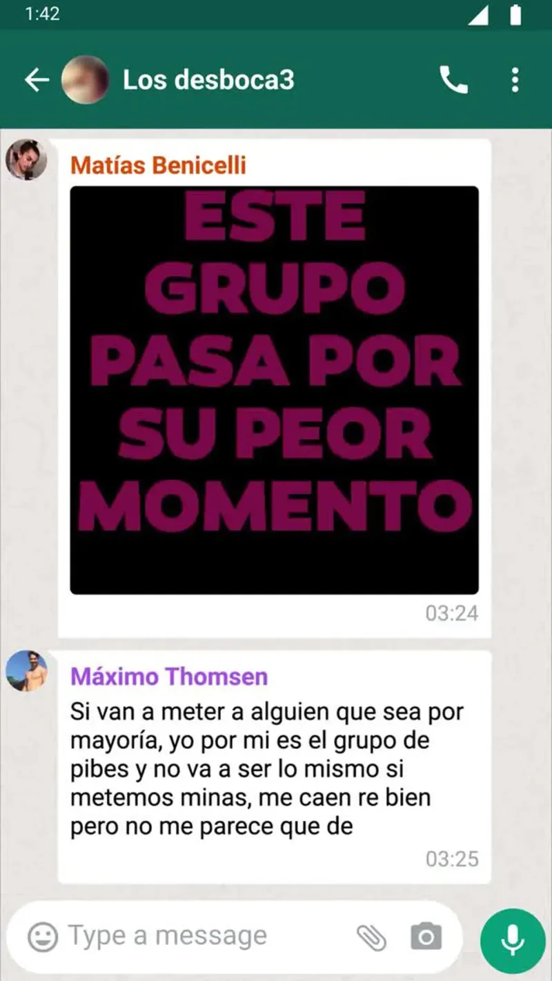 ”No va a ser lo mismo”. Lucas Pertossi y Máximo Thomsen se debaten la inclusión de chicas en el viaje.