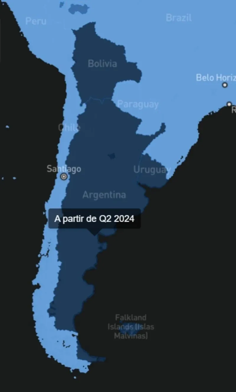  El gráfico de la empresa que confirma el desembarco inminente del servicio en la Argentina.