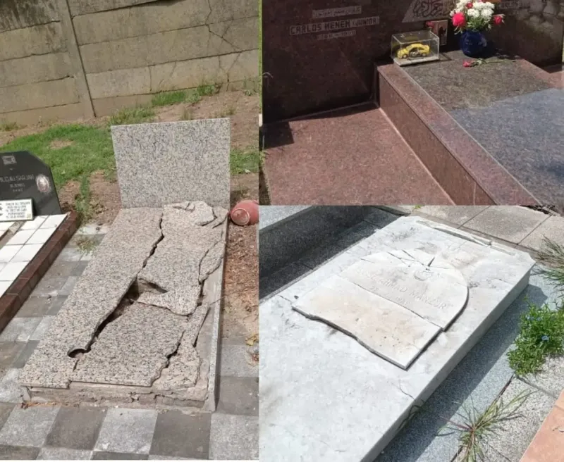 Vandalismo: profanan las tumbas de Carlos Menem y su hijo en el Cementerio Islámico