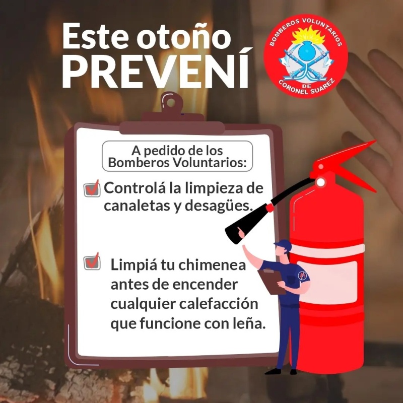 Bomberos Voluntarios recomienda controlar la limpieza de canaletas y desagües