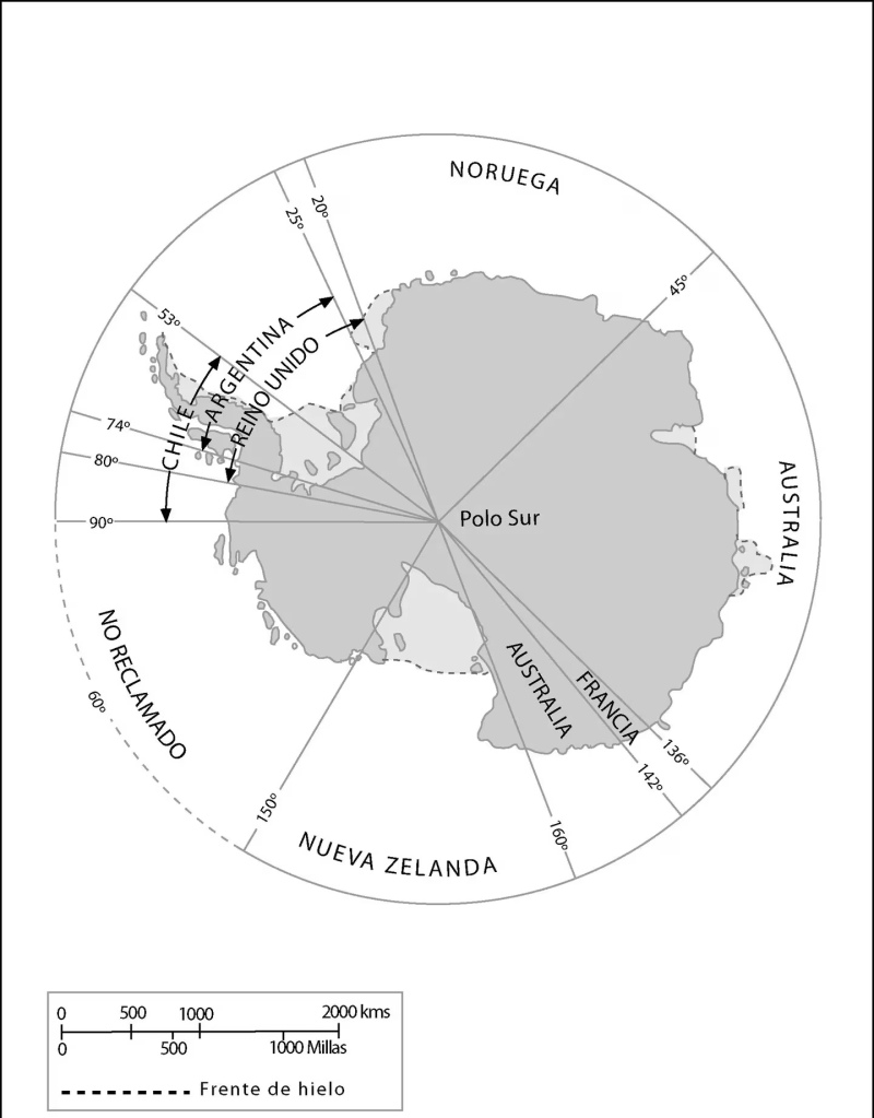 Los países con reclamos sobre la Antártida. (Foto: Cancillería).