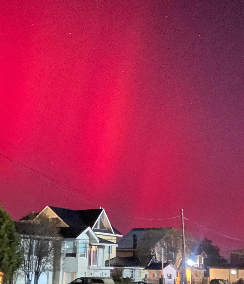 Se generaron auroras australes en Ushuaia producto de la intensa tormenta solar