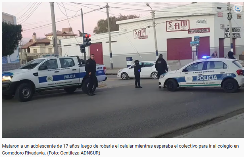 Comodoro Rivadavia: asesinaron a un adolescente a puñaladas tras robarle el celular cuando iba al colegio