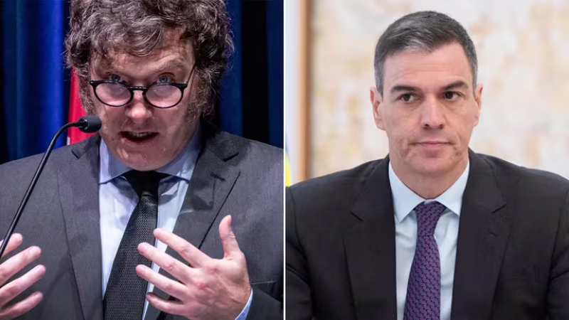  Javier Milei y Pedro Sánchez, presidente de España